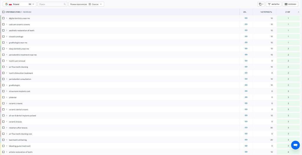 Search queries in English (PL website)
